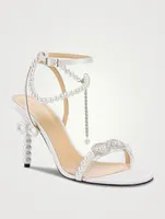 Pearl Bow Satin Sandals