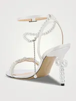 Pearl Bow Satin Sandals