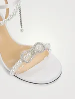 Pearl Bow Satin Sandals