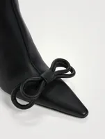 Double Bow Leather Ankle Boots