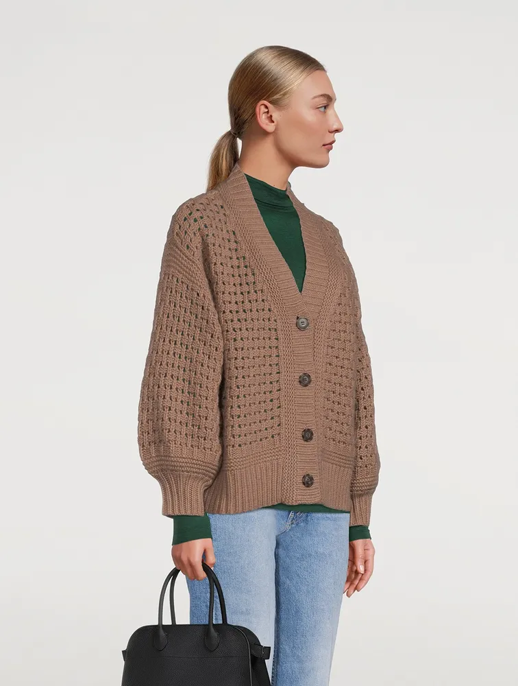 Wool Cashmere Open Stitch Cardigan