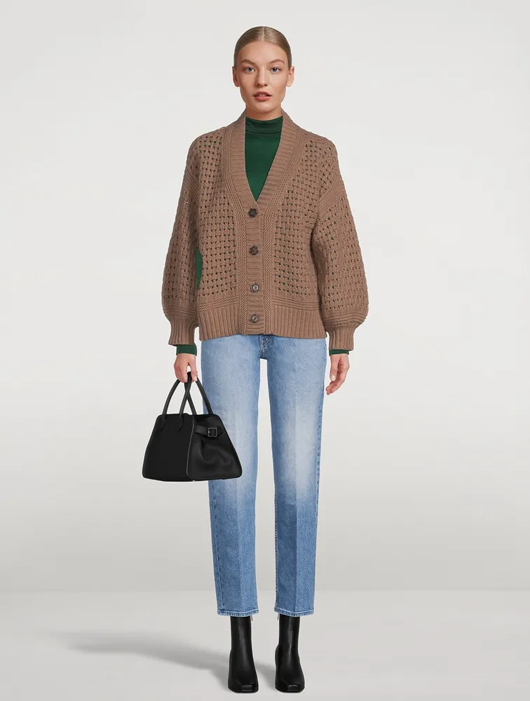 Wool Cashmere Open Stitch Cardigan