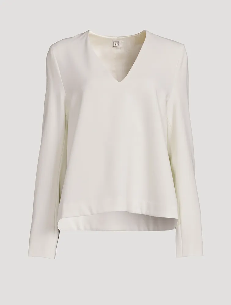 Structured Wool-Blend Crepe Top