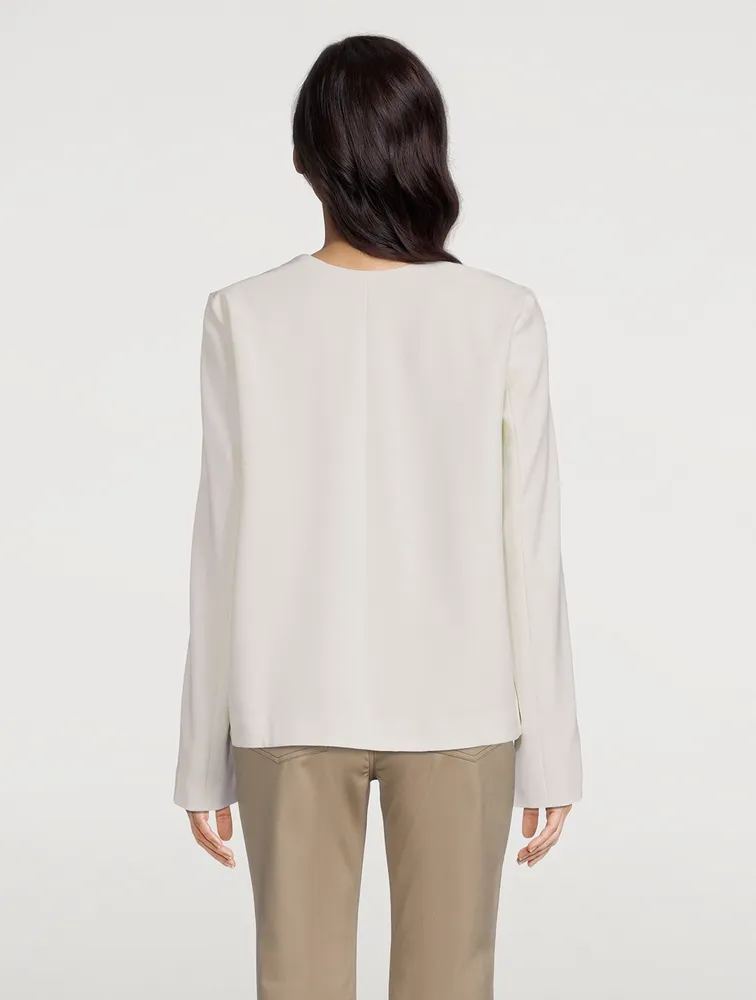 Structured Wool-Blend Crepe Top