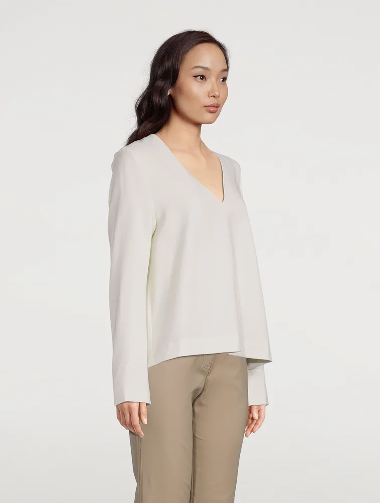 Structured Wool-Blend Crepe Top