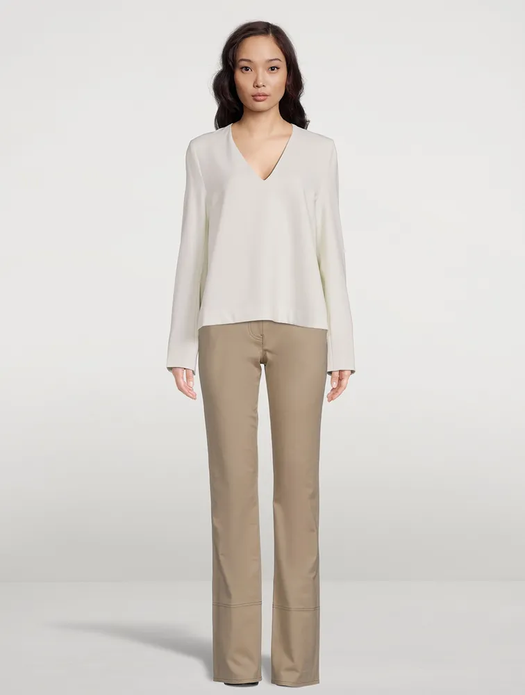 Structured Wool-Blend Crepe Top