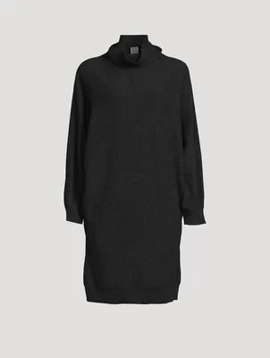 Draped Cashmere Turtleneck Dress