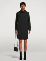 Draped Cashmere Turtleneck Dress