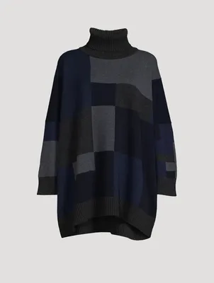 Geometric Jacquard Cashmere Turtleneck Sweater