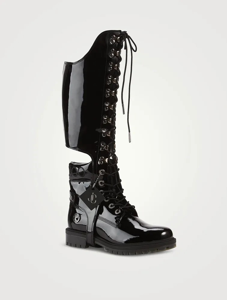 Jimmy Choo x Timberland Patent Leather Hiking Boots With Harness