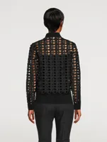 Dot Cut-Out Embroidered Blouse