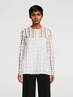 Dot Cut-Out Embroidered Blouse