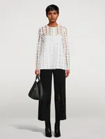 Dot Cut-Out Embroidered Blouse