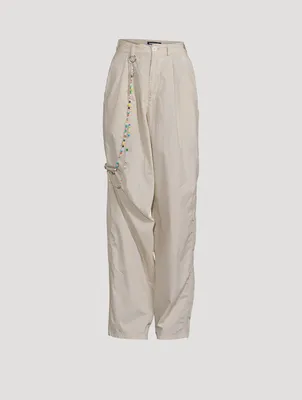 Phebe Wide-Leg Chinos With Wallet Chain