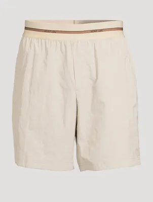 Nylon Shorts With Logo Band