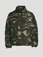 Nylon Puffer Jacket Camo Print