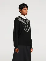 Pearl-Embroidered Wool Sweater