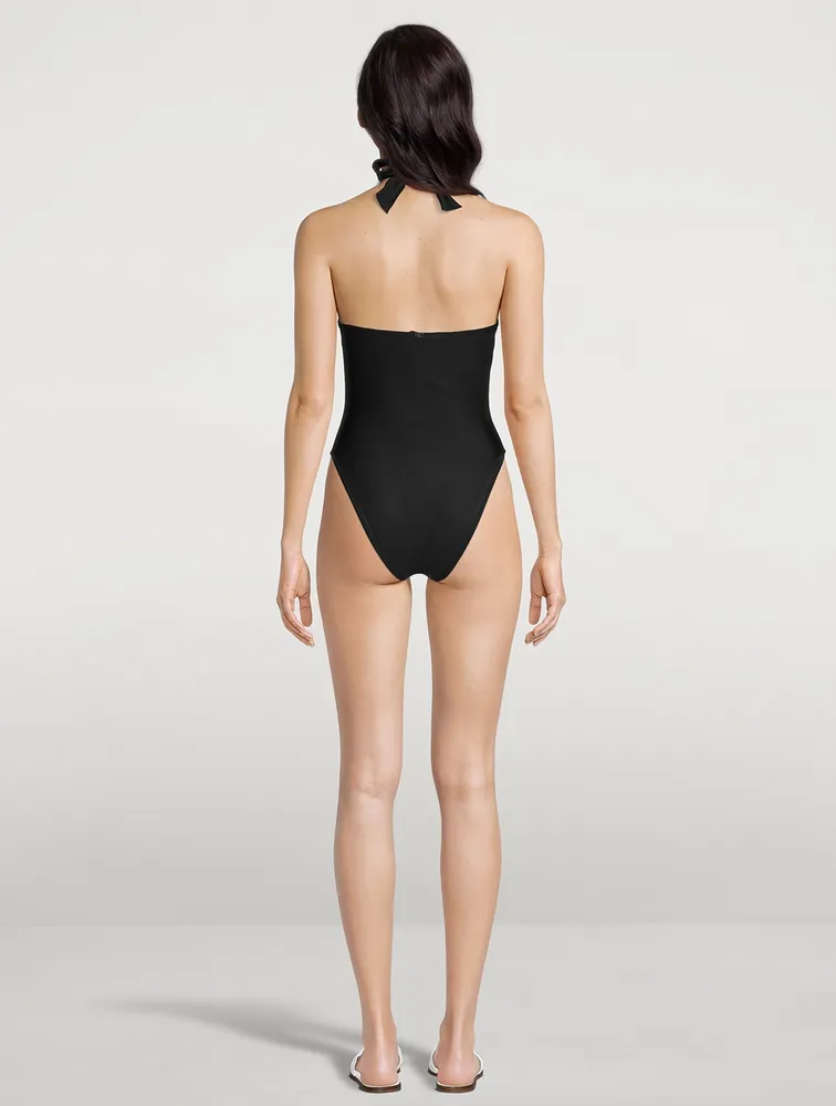Scalloped Halter One-Piece Swimsuit