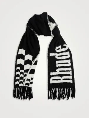 Fuzzy Oversized Logo Scarf