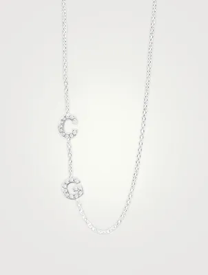 Love Letter 14K White Gold C And G Pavé Diamond Necklace