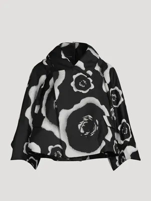 Cropped Wool Jacket Floral Print