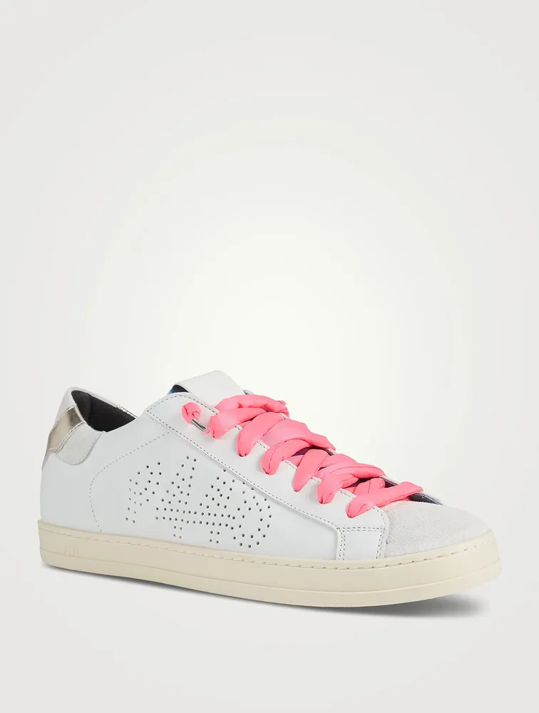 John Metallic Leather And Suede Sneakers