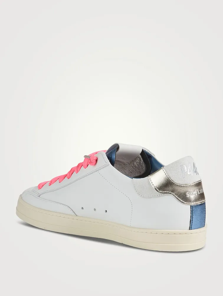 John Metallic Leather And Suede Sneakers