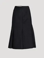 Wool Midi Skirt Chalk Stripe Print