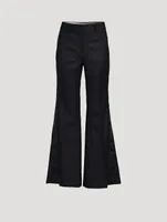 Wide-Leg Wool Trousers Chalk Stripe Print