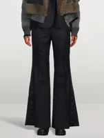 Wide-Leg Wool Trousers Chalk Stripe Print