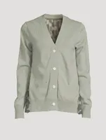 Wool Knit Cardigan With Leopard-Print Back Panel