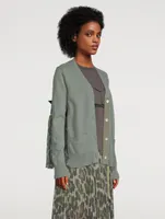 Wool Knit Cardigan With Leopard-Print Back Panel