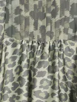 Wool Knit Cardigan With Leopard-Print Back Panel