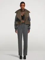 Nylon Twill Jacket With Faux Shearling