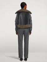 Nylon Twill Jacket With Faux Shearling