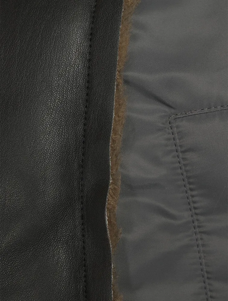 Nylon Twill Jacket With Faux Shearling