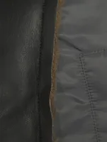 Nylon Twill Jacket With Faux Shearling