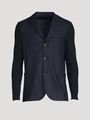 Wool Blazer With Knit Sleeves
