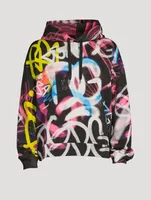 Cotton Hoodie Graffiti Print