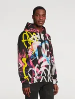 Cotton Hoodie Graffiti Print