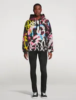 Cotton Hoodie Graffiti Print