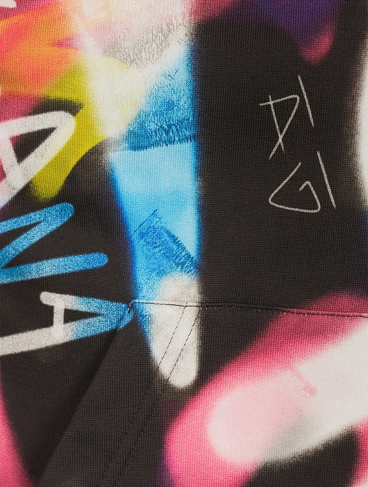 Cotton Hoodie Graffiti Print