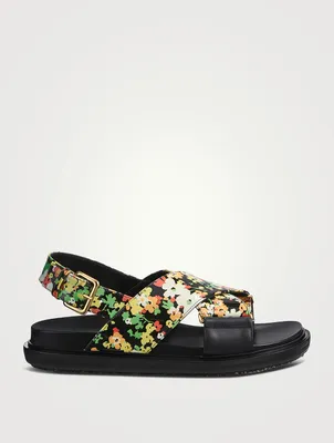 Fussbett Leather Slingback Sandals Floral Print