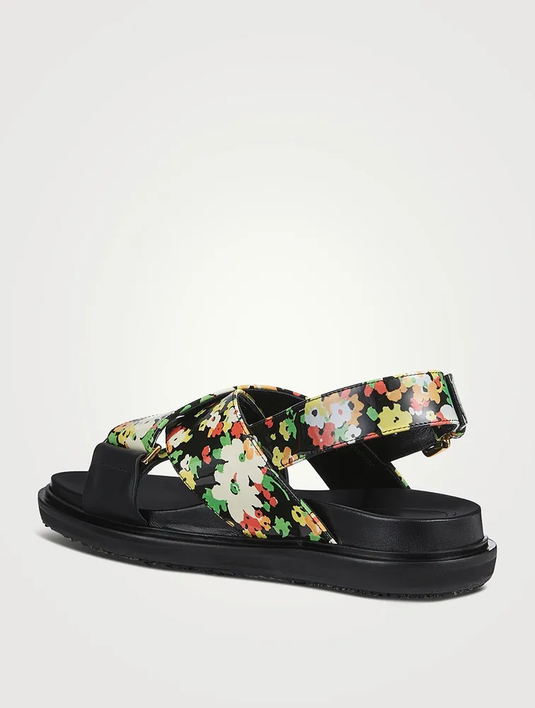 Fussbett Leather Slingback Sandals Floral Print