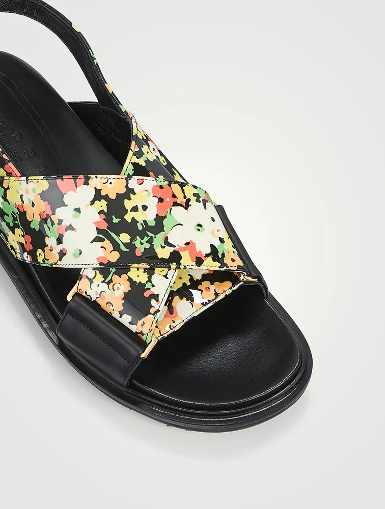 Fussbett Leather Slingback Sandals Floral Print