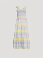 Josie Smocked Midi Dress Stripe Print