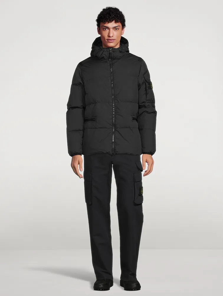 Nylon Hooded Down Jacket