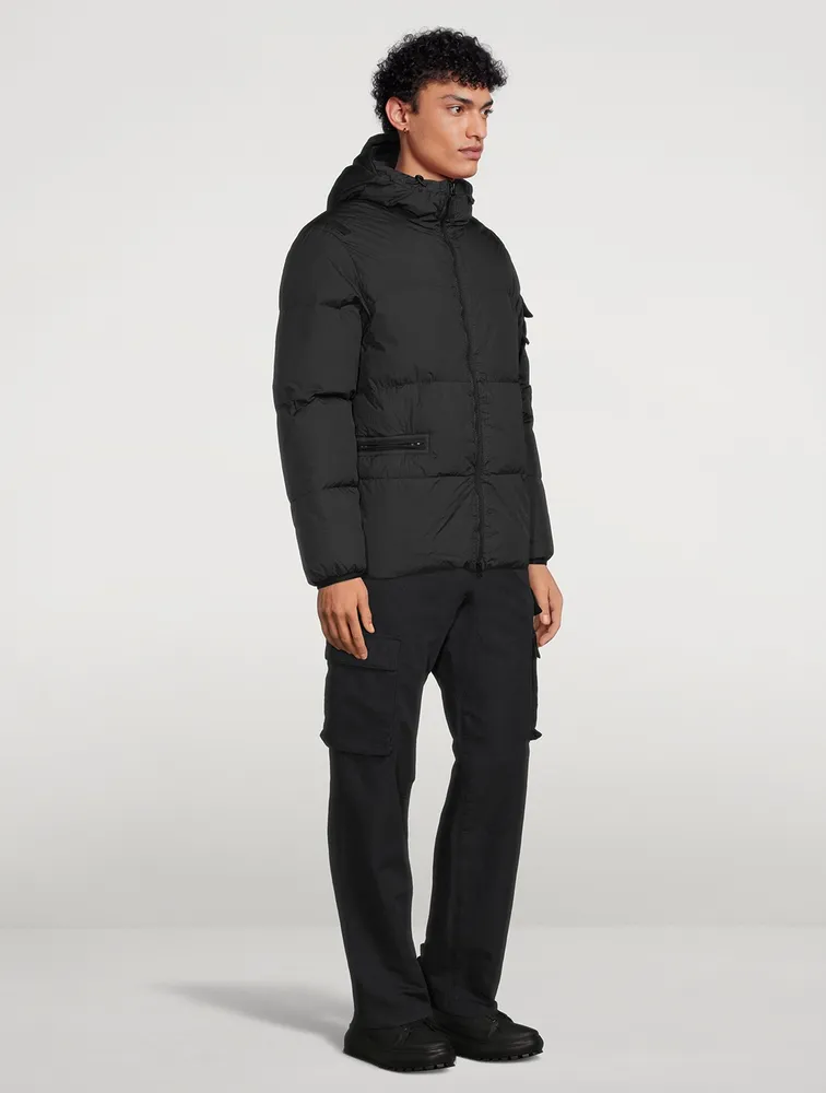 Nylon Hooded Down Jacket