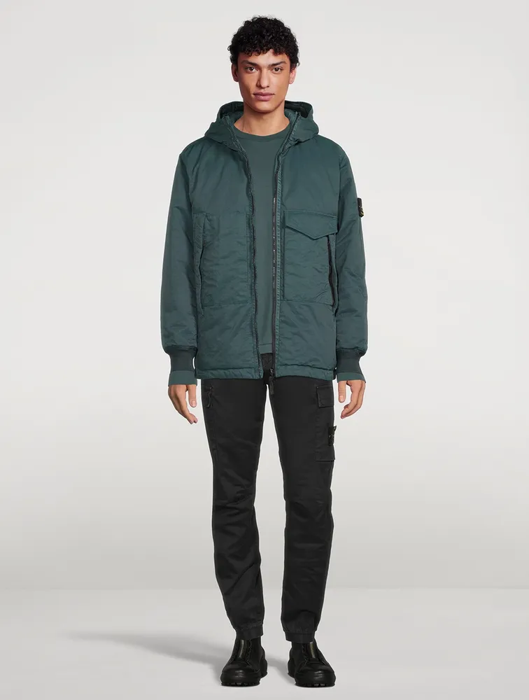 Opaque Nylon Twill Down Hooded Jacket