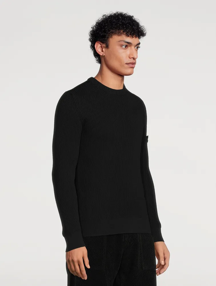 Wool Ribbed Knit Sweater